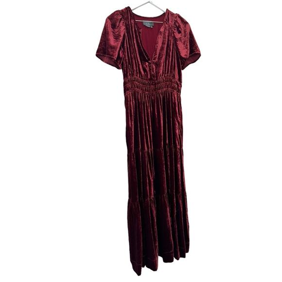 Anthropologie Somerset Maxi Dress Wine Velvet Size X-Small - Picture 5 of 13